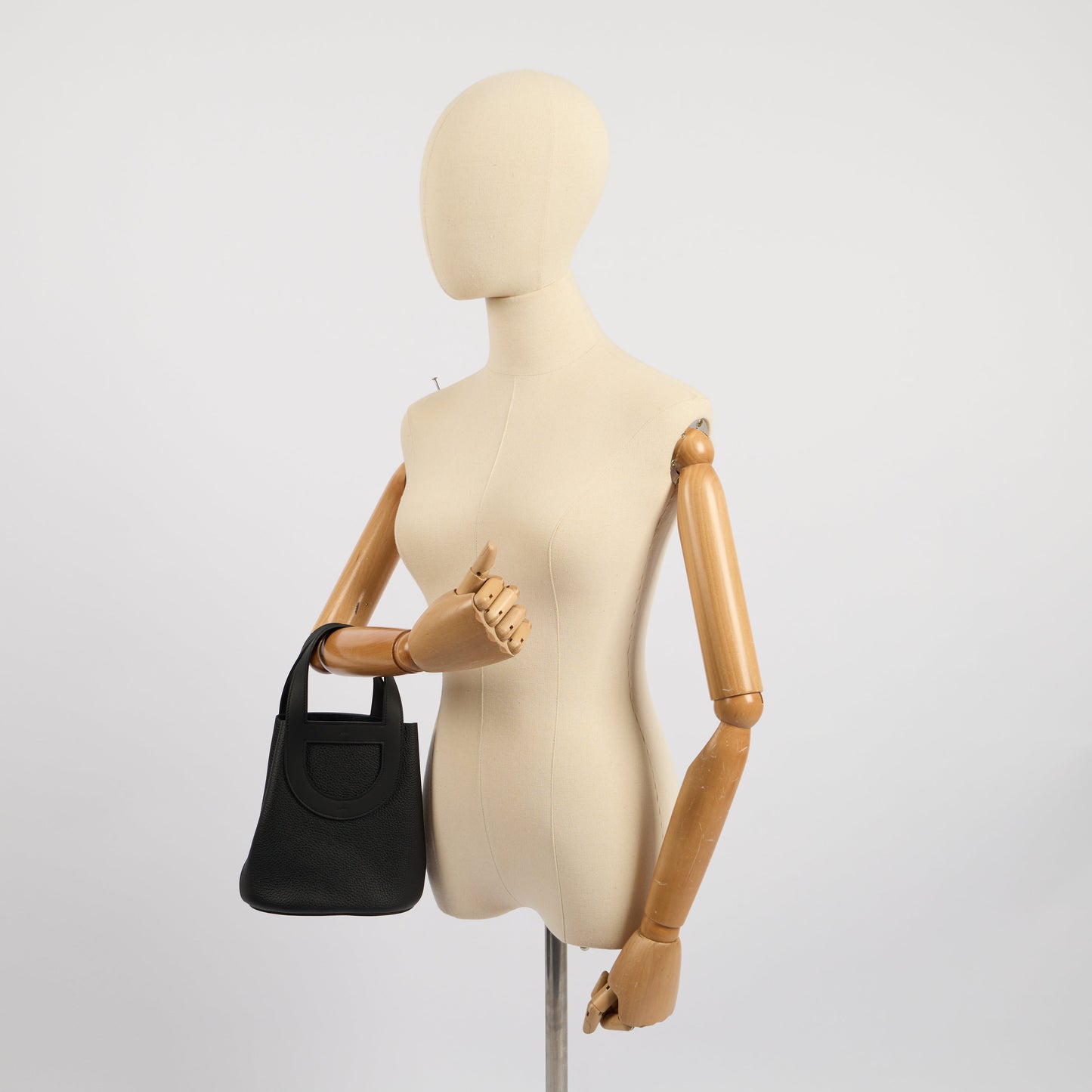 Hermes In The Loop - 18 in Black, Clemence Leather — Lifestyle View