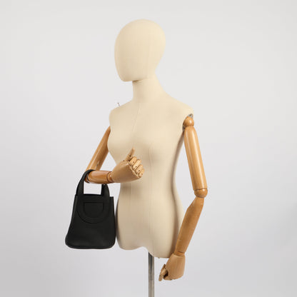 Hermes In The Loop - 18 in Black, Clemence Leather — Lifestyle View