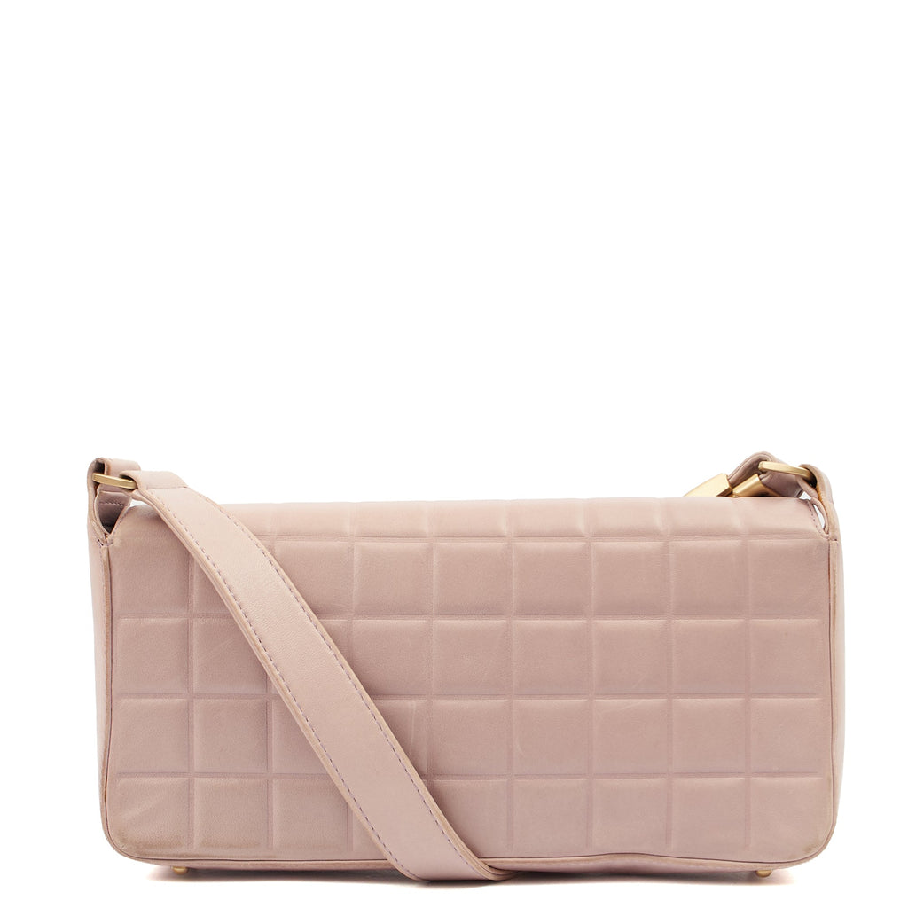 Chanel Shoulder Bag Chocolate Bar Shoulder Bag in Purple, Lambskin Leather — Back View