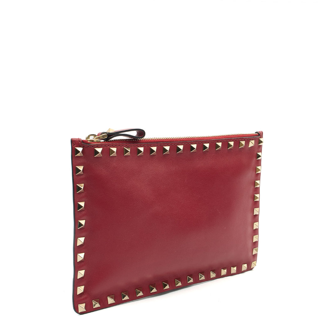 Valentino Clutch Rockstud Pouch in Red, Leather — Alternate View 14