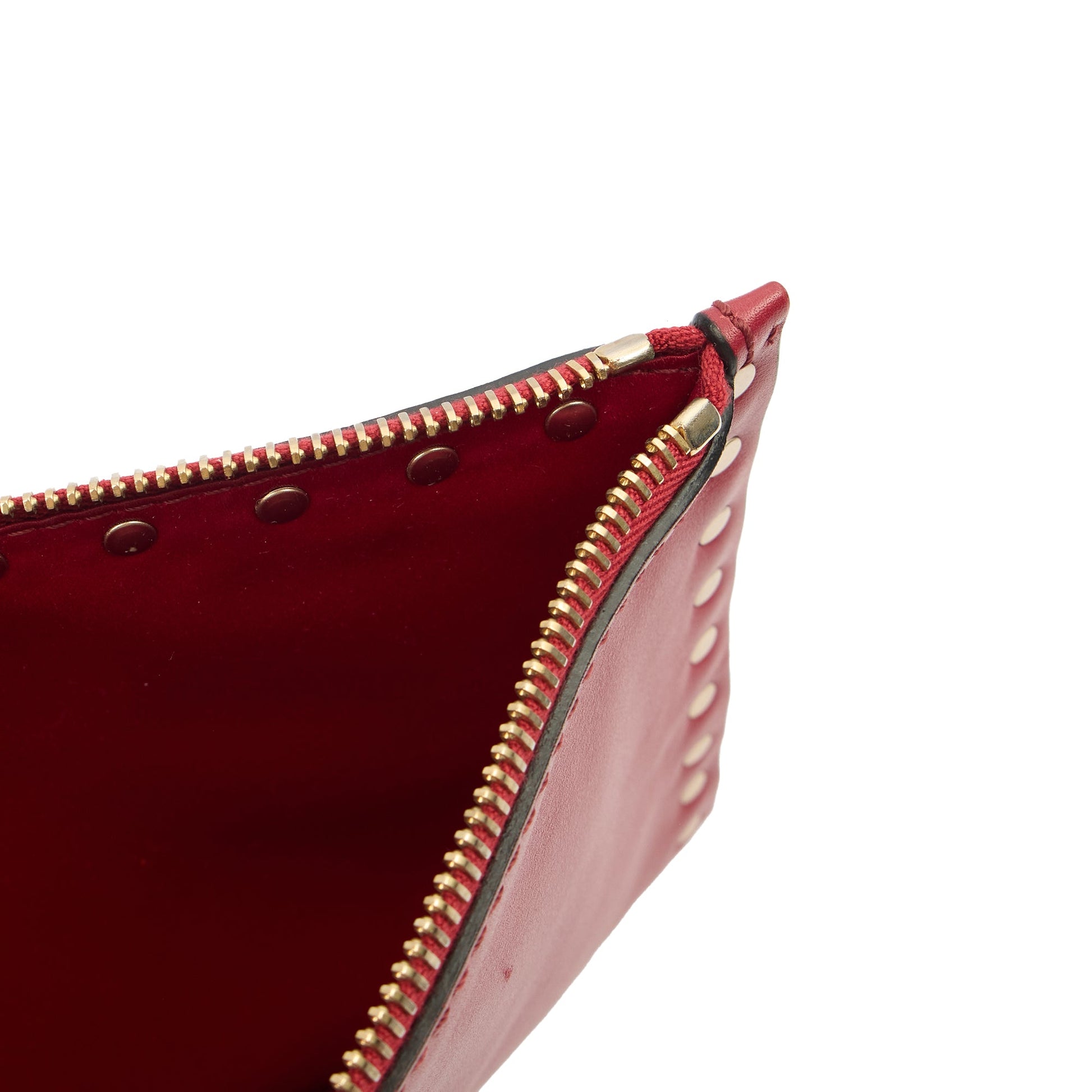 Valentino Clutch Rockstud Pouch in Red, Leather — Detail View