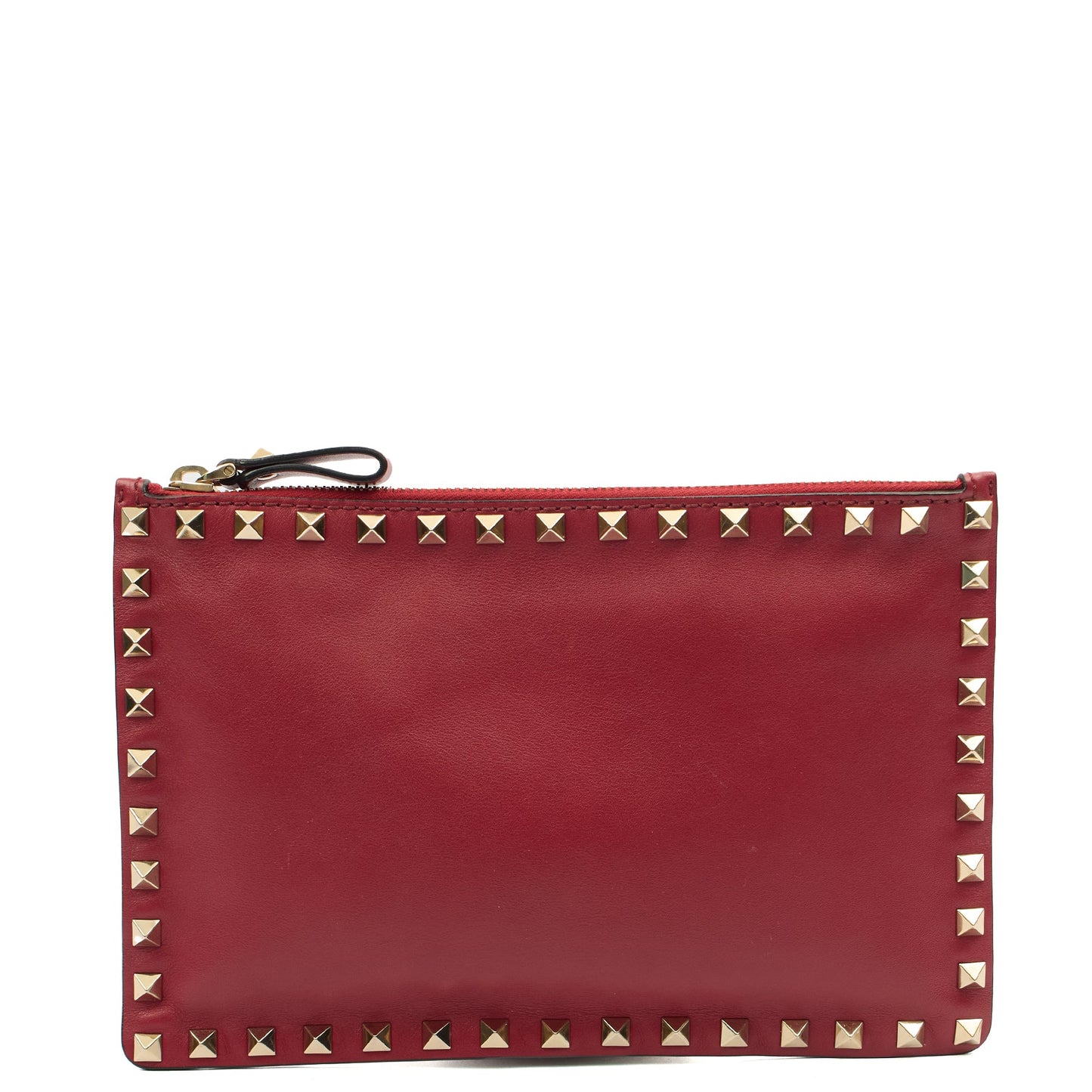 Valentino Clutch Rockstud Pouch in Red, Leather — Back View