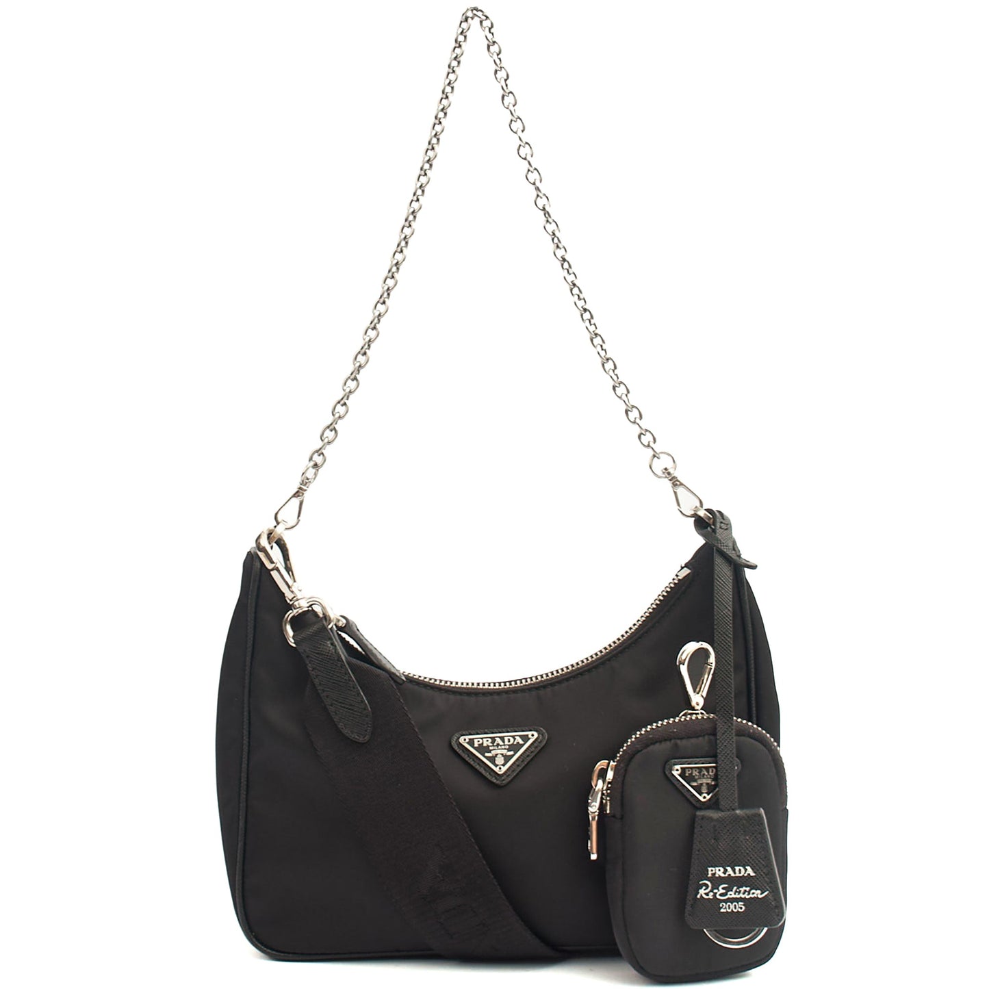 Prada Cross Body Re-Edition 2005 Re-Nylon Bag in Black, Nylon — Front View
