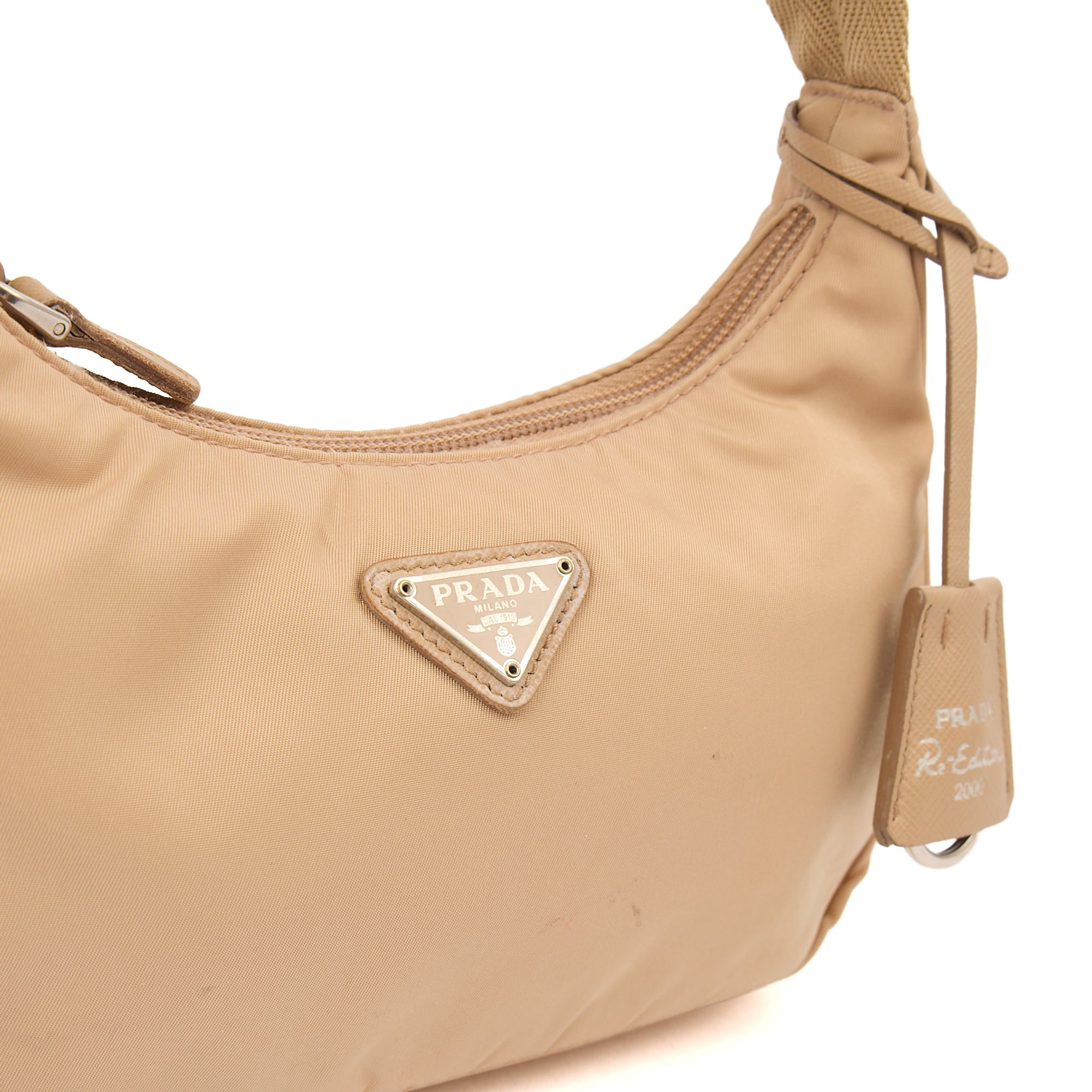 Prada Mini Bag Re-edition 2000 Nylon Mini Bag in Neutral, Nylon — Alternate View 8