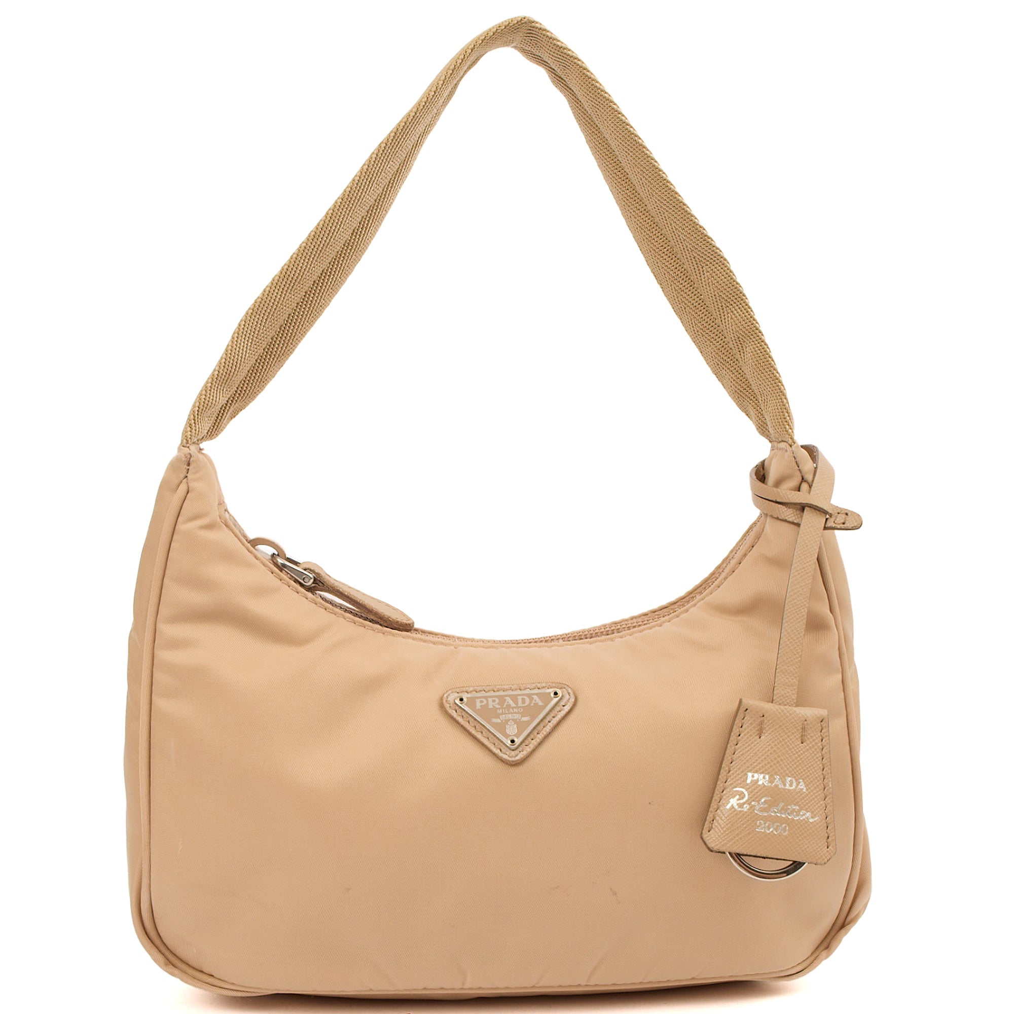 Prada Mini Bag Re-edition 2000 Nylon Mini Bag in Neutral, Nylon — Front View