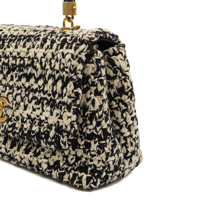 Chanel Top Handle Coco Top Handle in Black, Fabric — Detail View