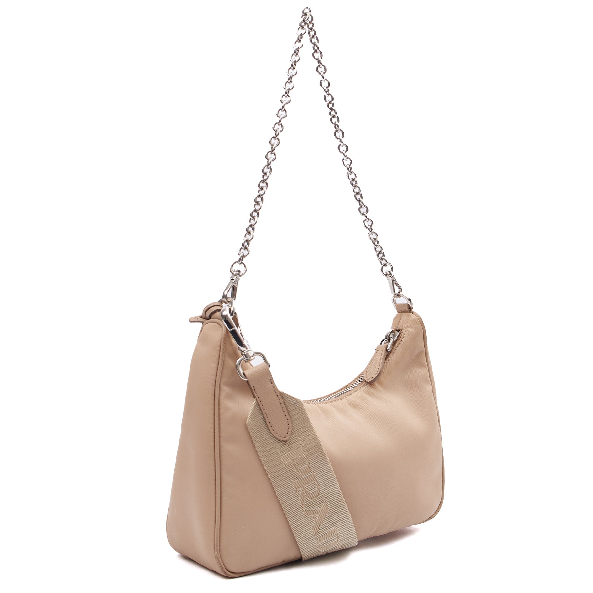 Prada Cross Body Re-Edition 2005 Re-Nylon Bag in Neutral, Nylon — Side View