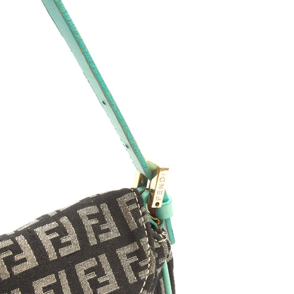 Fendi Shoulder Bag Vintage Zucca Shoulder Bag in Blue, Canvas — Back View