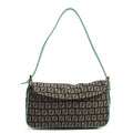 Fendi Shoulder Bag Vintage Zucca Shoulder Bag in Blue, Canvas — Front View