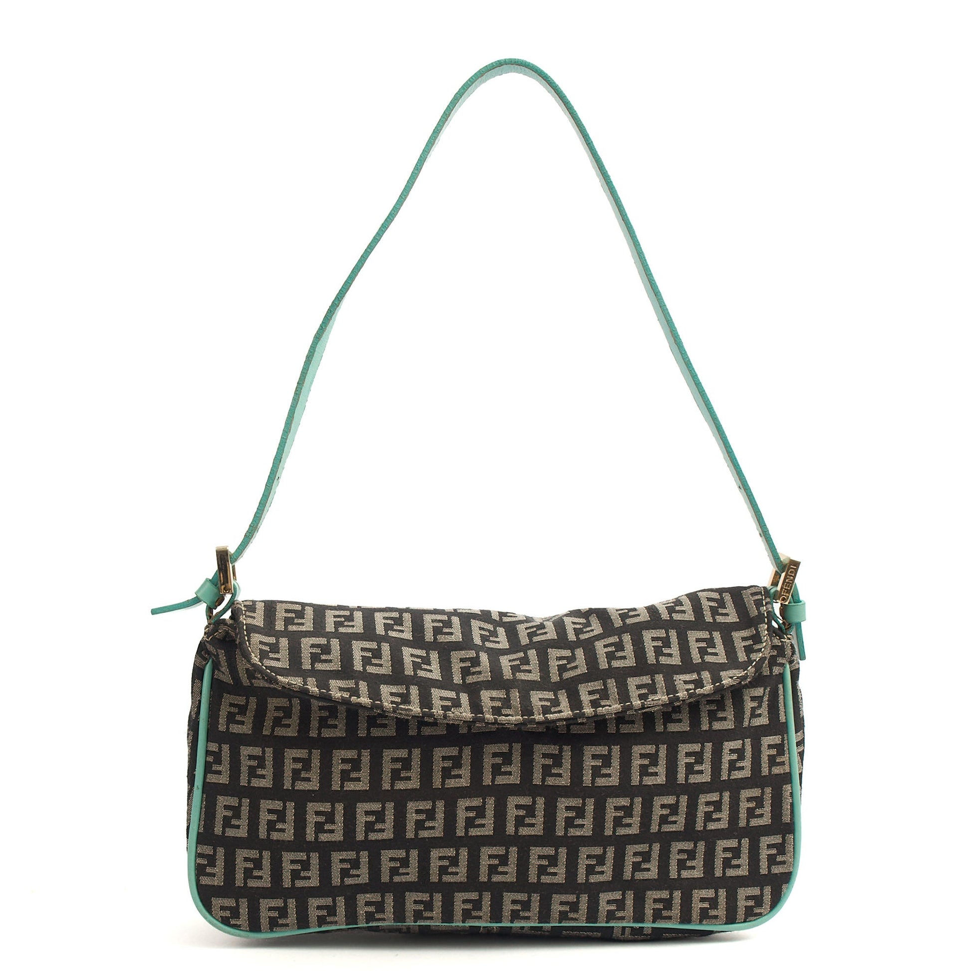 Fendi Shoulder Bag Vintage Zucca Shoulder Bag in Blue, Canvas — Front View
