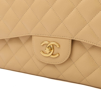 Chanel Shoulder Bag Classic Double Flap - Large in Neutral, Caviar Leather — Lifestyle View