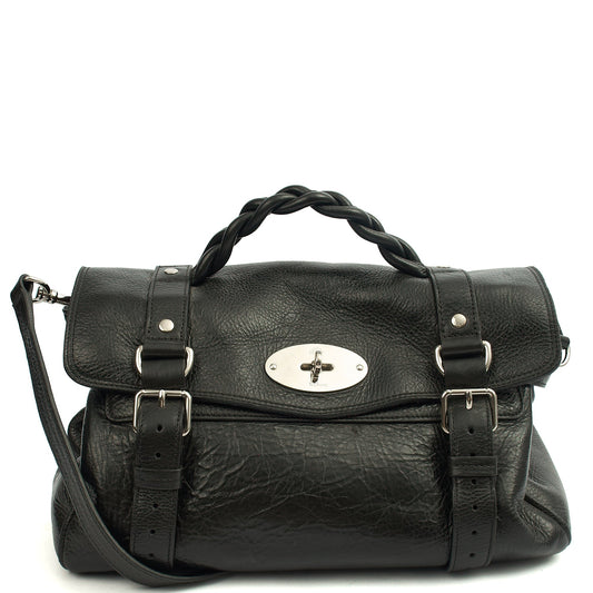 Mulberry Tote Alexa in Black, Leather — Front View