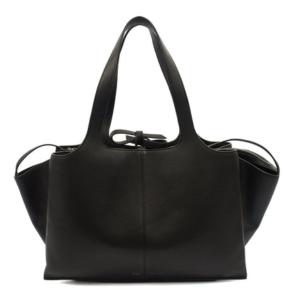 Celine Top Handle Trifold in Black, Leather — Front View