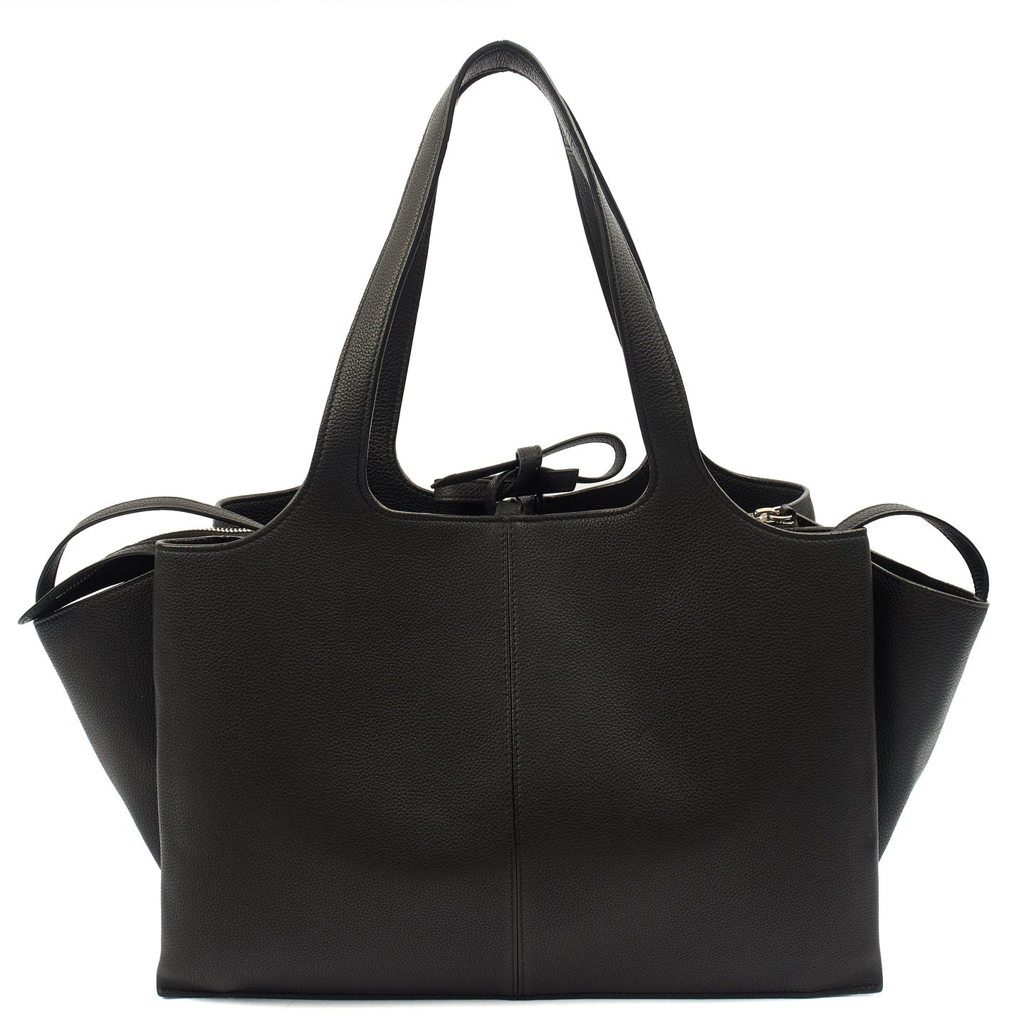 Celine Top Handle Trifold in Black, Leather — Back View