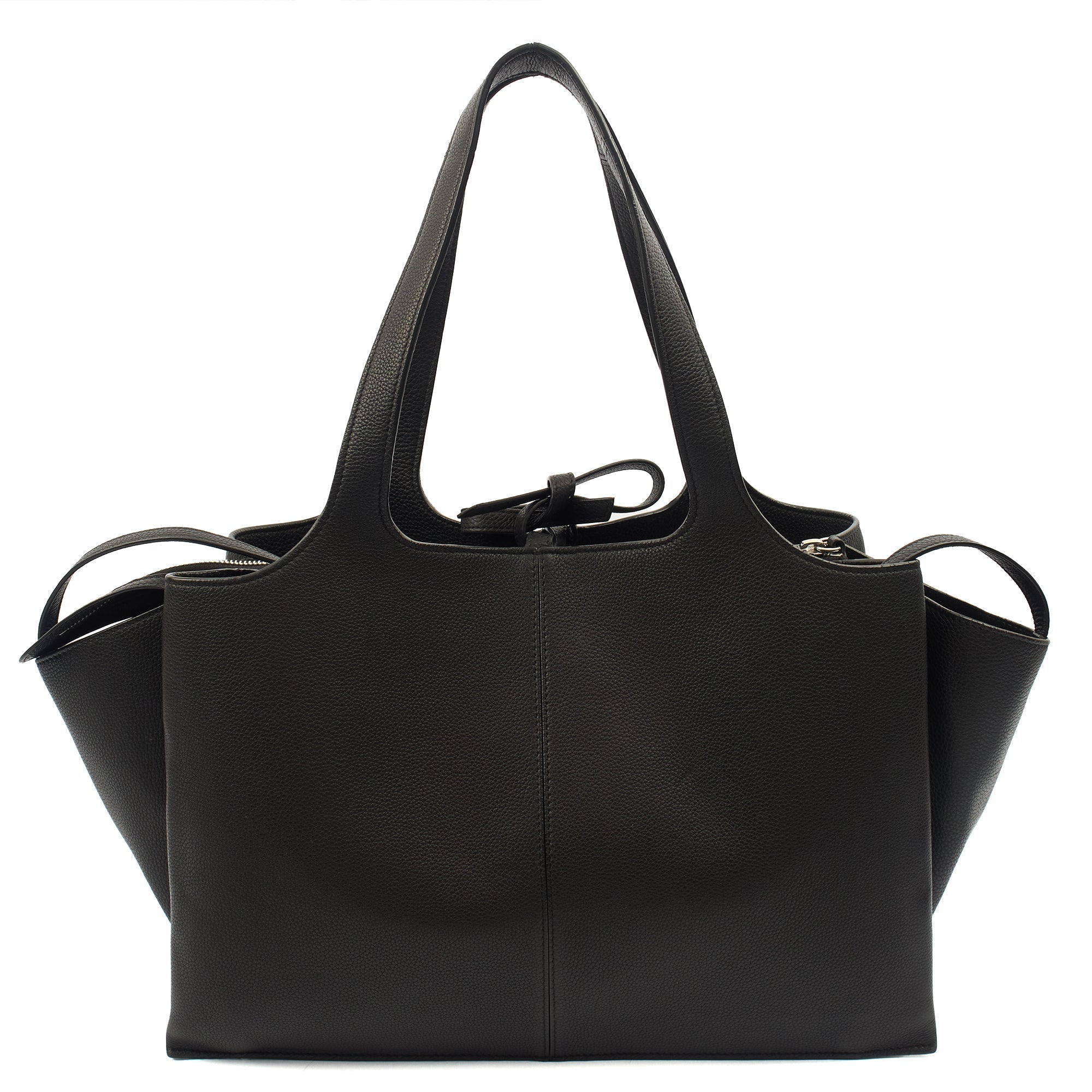 Celine Top Handle Trifold in Black, Leather — Back View
