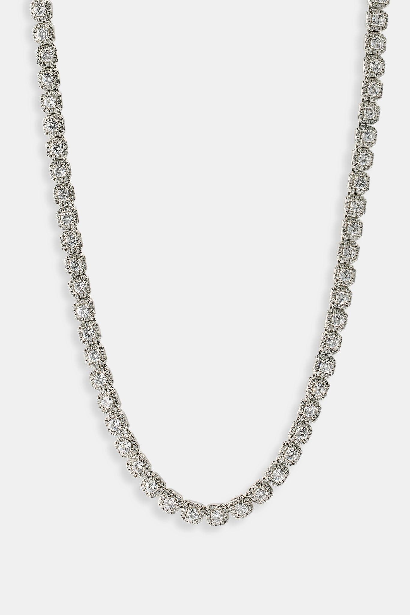 Cernucci Clustered Tennis Chain - 7mm - White — 16" — Side View