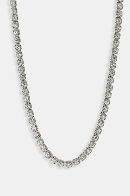 Cernucci Clustered Tennis Chain - 7mm - White — 16" — Side View