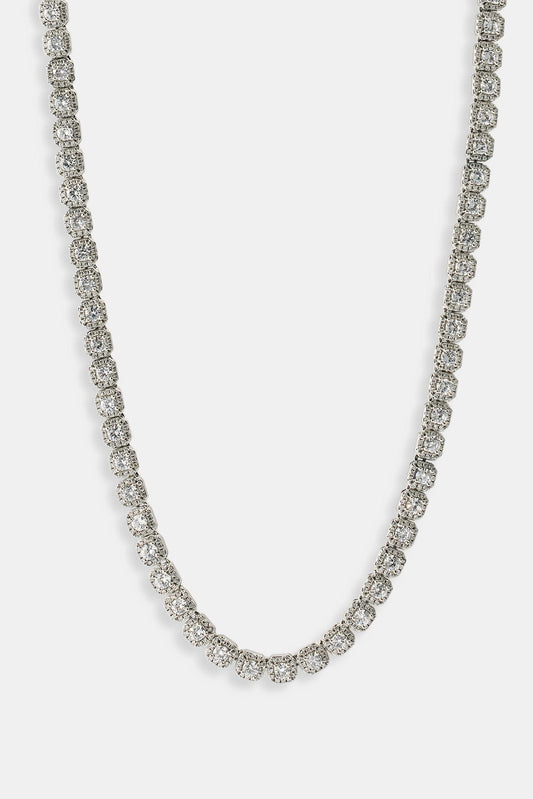 Cernucci Clustered Tennis Chain - 7mm - White — 16" — Side View