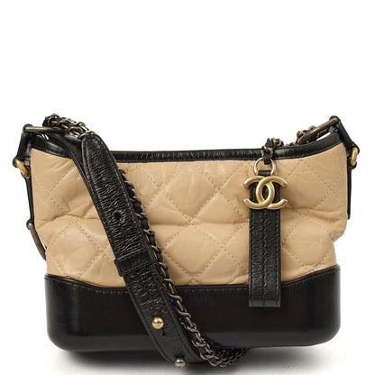 Chanel Shoulder Bag Gabrielle Hobo - Small in Neutral, Calfskin Leather — Front View