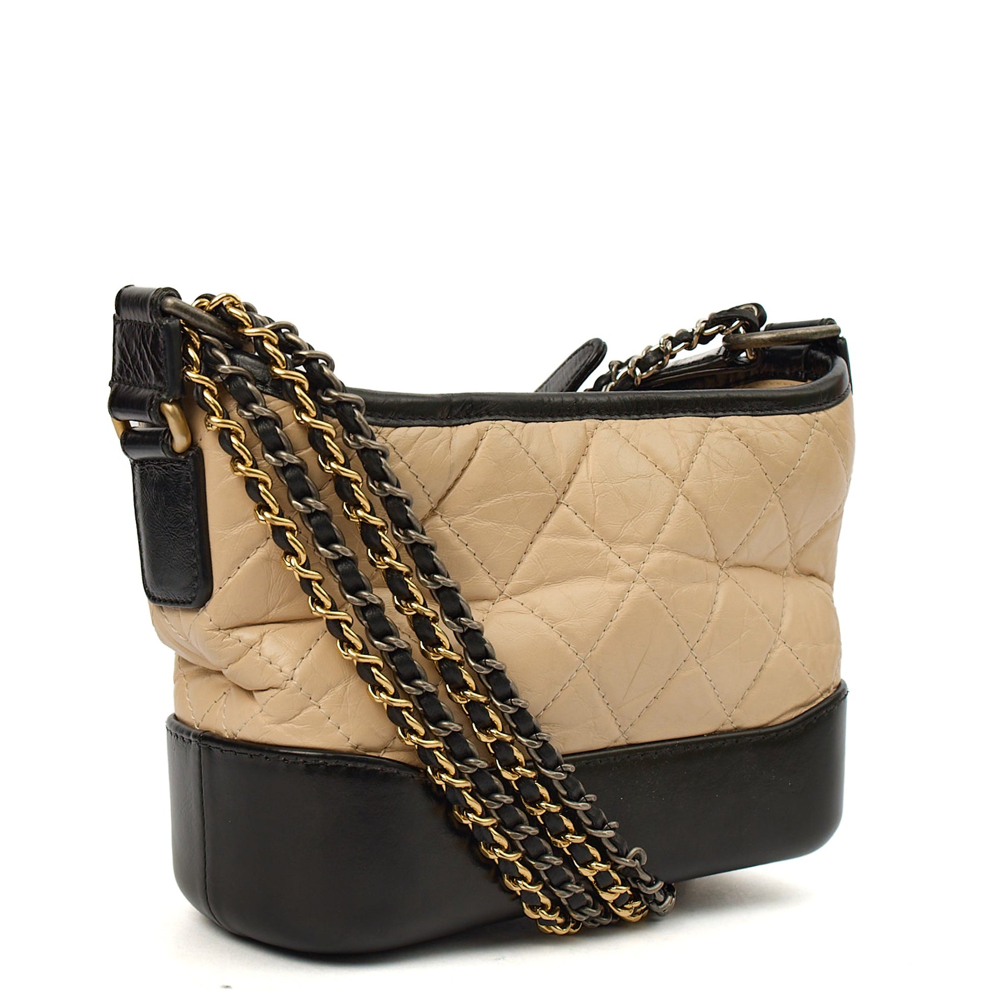 Chanel Shoulder Bag Gabrielle Hobo - Small in Neutral, Calfskin Leather — Back View