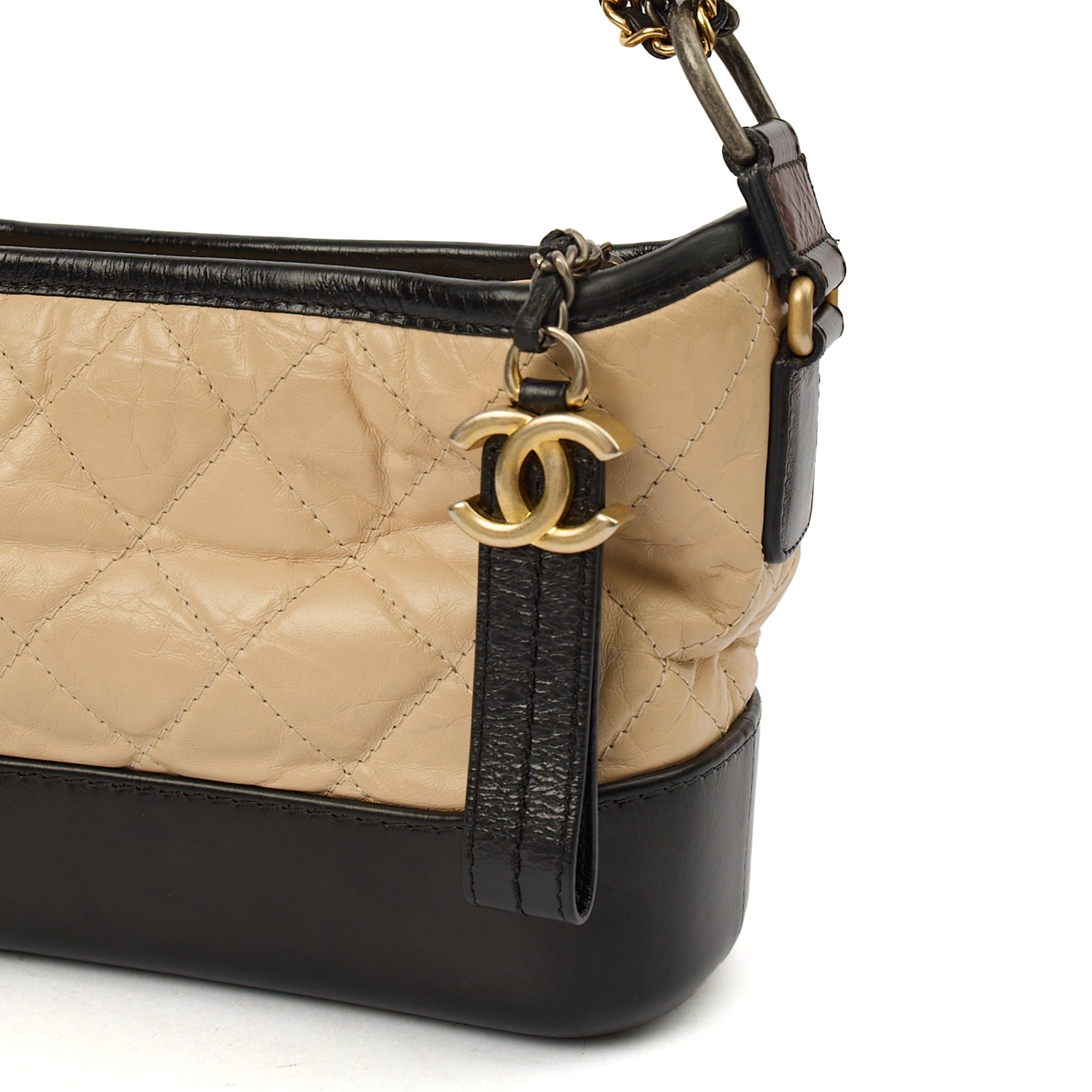 Chanel Shoulder Bag Gabrielle Hobo - Small in Neutral, Calfskin Leather — Lifestyle View