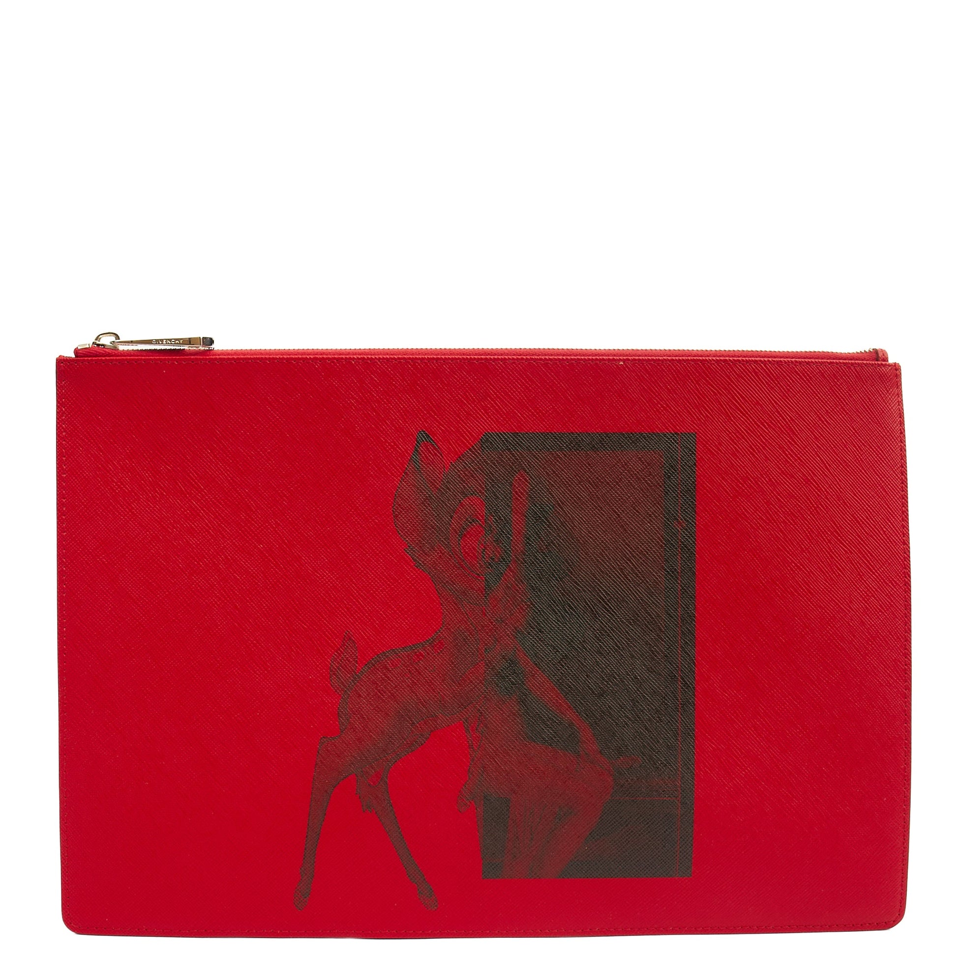 Givenchy Clutch Zip Pouch in Red, Box Calfskin — Front View