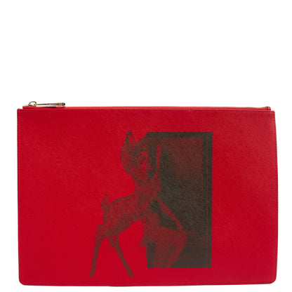 Givenchy Clutch Zip Pouch in Red, Box Calfskin — Front View