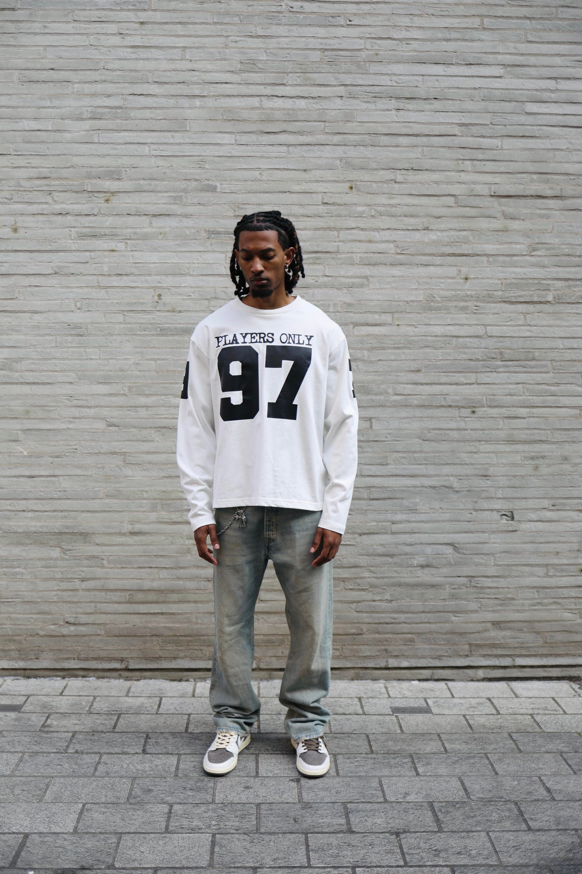 PLAYERS ONLY ECRU JERSEY LONG SLEEVE — Small — Side View