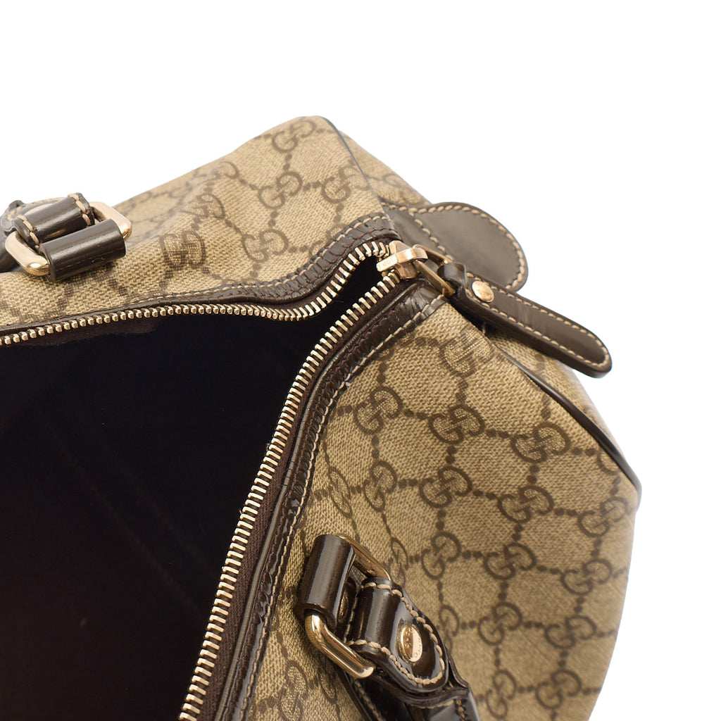 Gucci Top Handle Boston in GG Supreme, Leather — Detail View