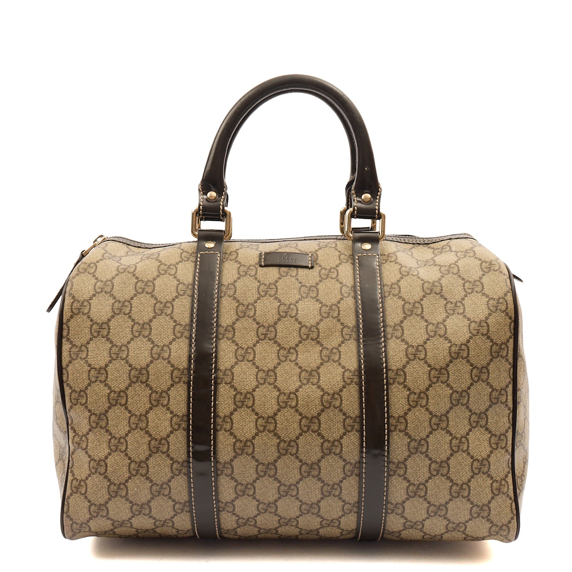 Gucci Top Handle Boston in GG Supreme, Leather — Front View