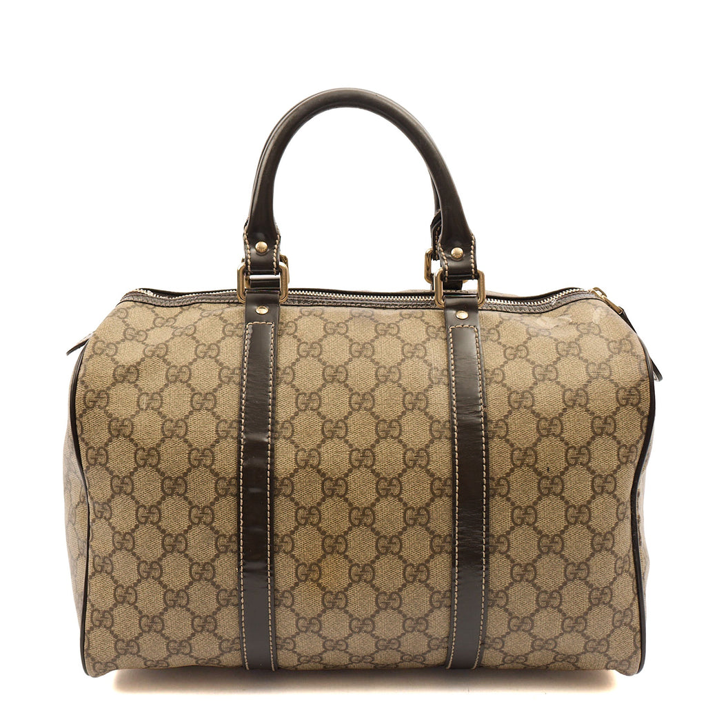 Gucci Top Handle Boston in GG Supreme, Leather — Back View