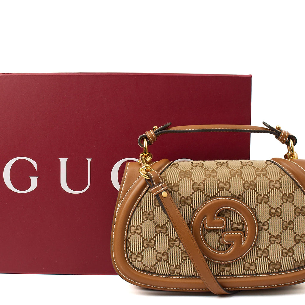 Gucci Shoulder Bag Blondie Shoulder Bag in Brown, Fabric — Side View