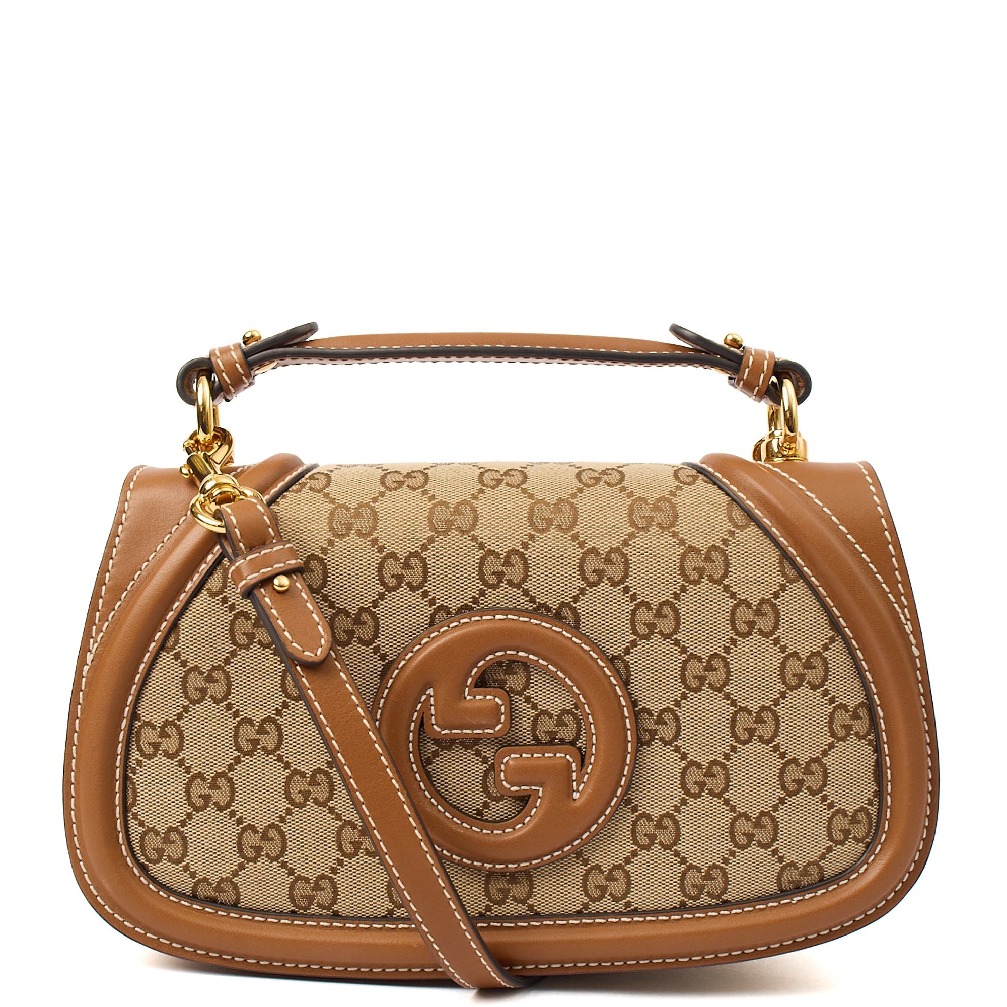 Gucci Shoulder Bag Blondie Shoulder Bag in Brown, Fabric — Front View