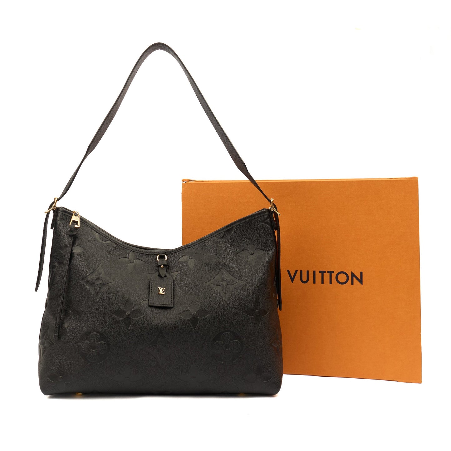 Louis Vuitton Satchel CarryAll MM Bag in Black, Empreinte Leather — Side View