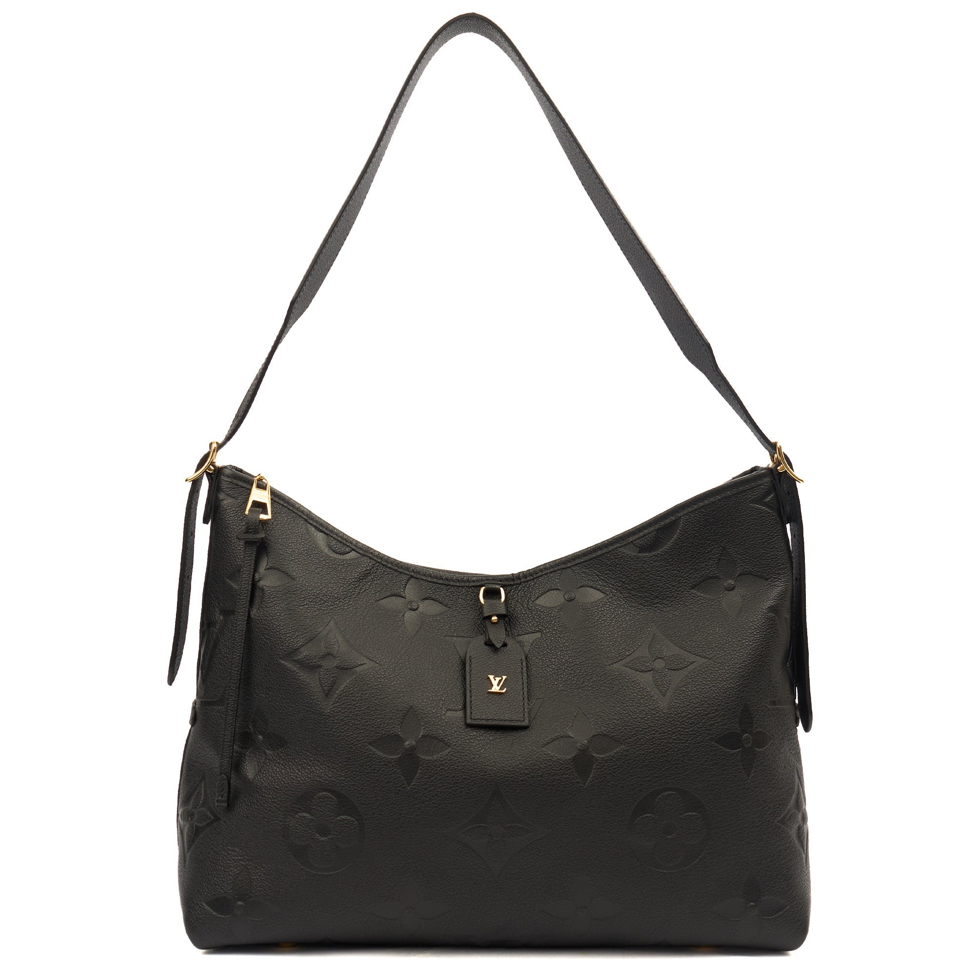 Louis Vuitton Satchel CarryAll MM Bag in Black, Empreinte Leather — Front View