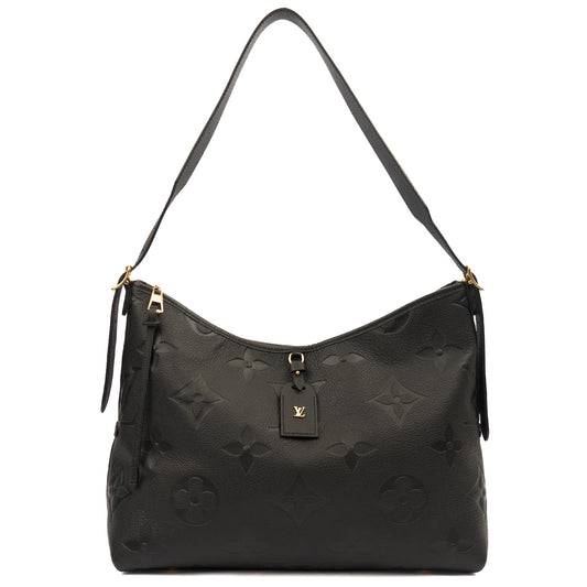 Louis Vuitton Satchel CarryAll MM Bag in Black, Empreinte Leather — Front View