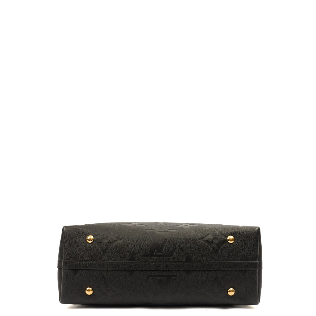 Louis Vuitton Satchel CarryAll MM Bag in Black, Empreinte Leather — Detail View