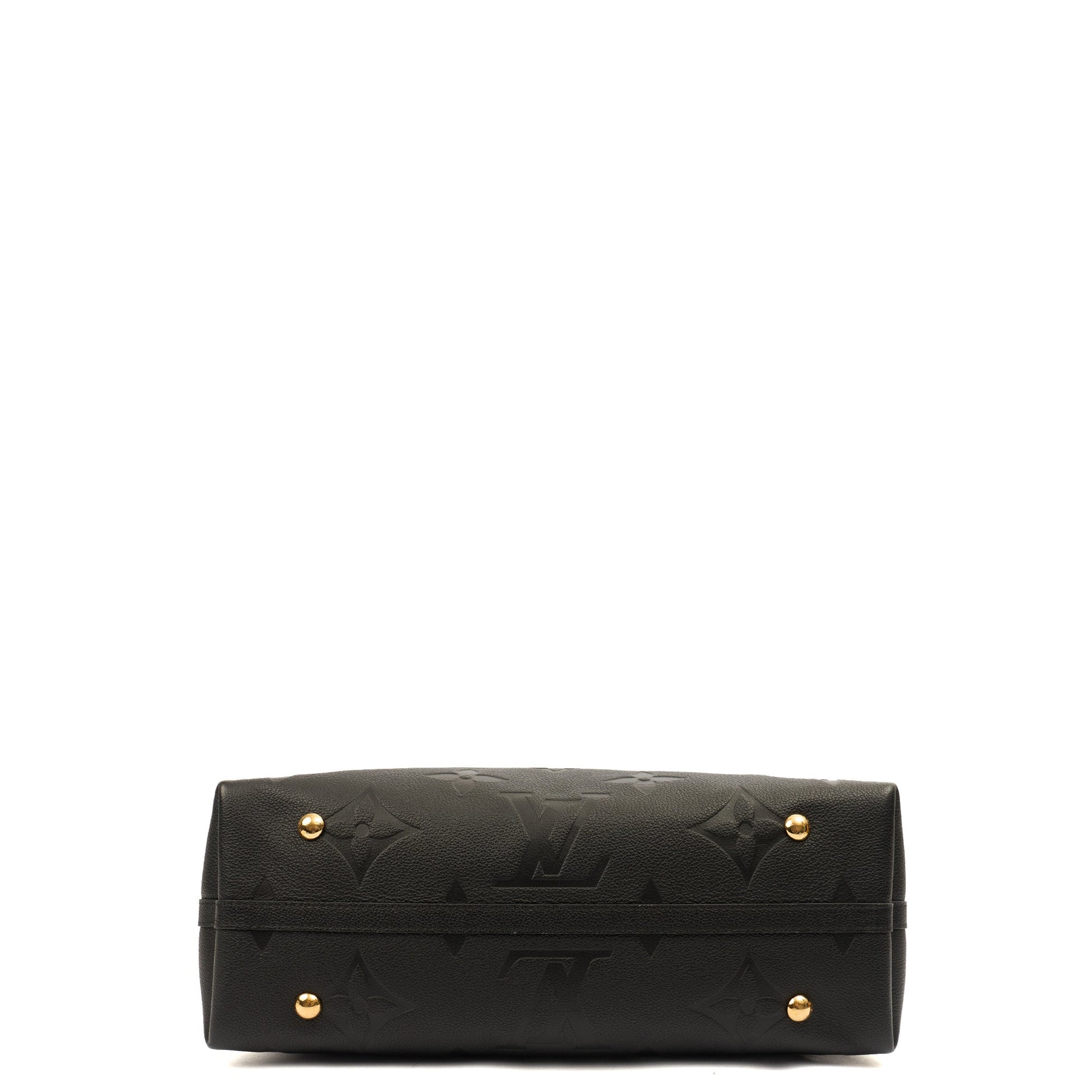 Louis Vuitton Satchel CarryAll MM Bag in Black, Empreinte Leather — Detail View