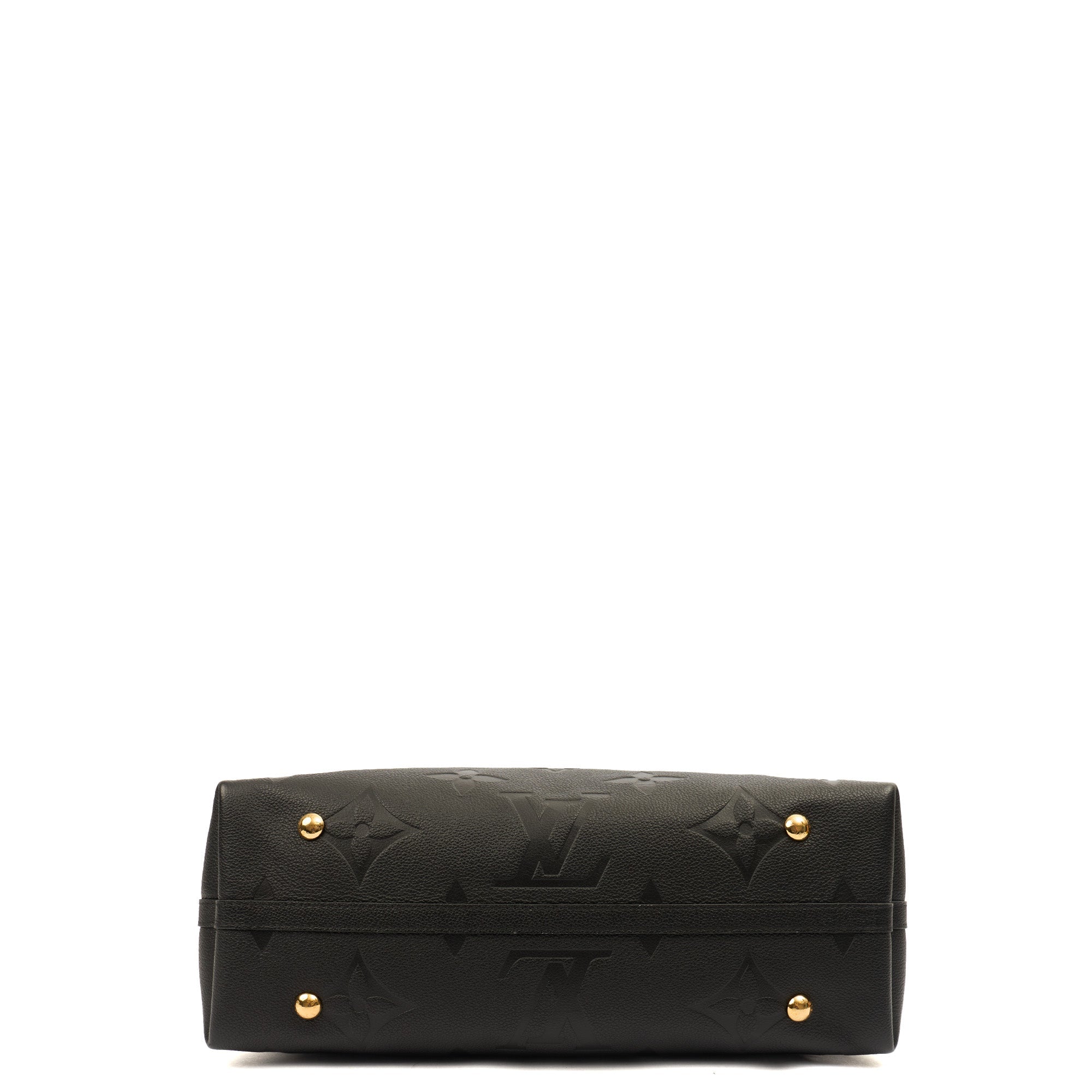 Louis Vuitton Satchel CarryAll MM Bag in Black, Empreinte Leather — Detail View
