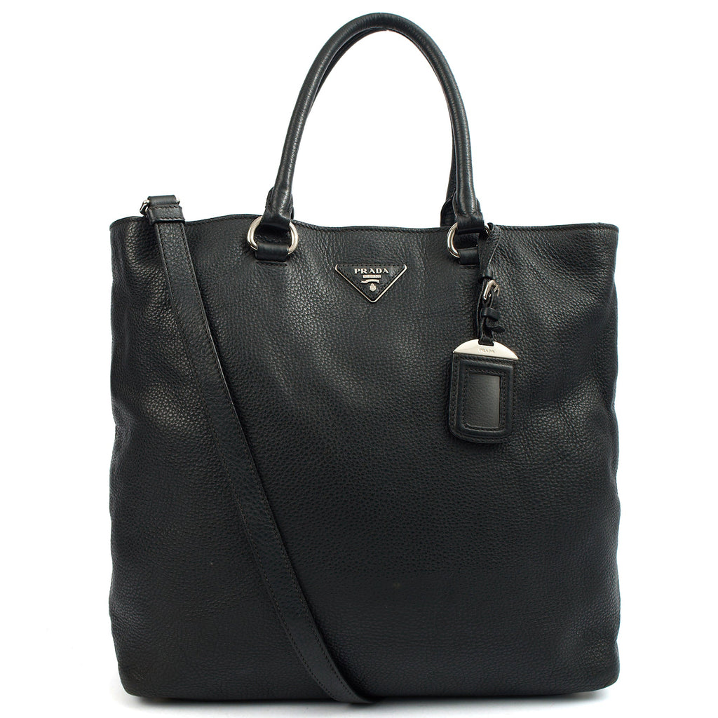 Prada Tote Tote in Black, Calfskin — Front View