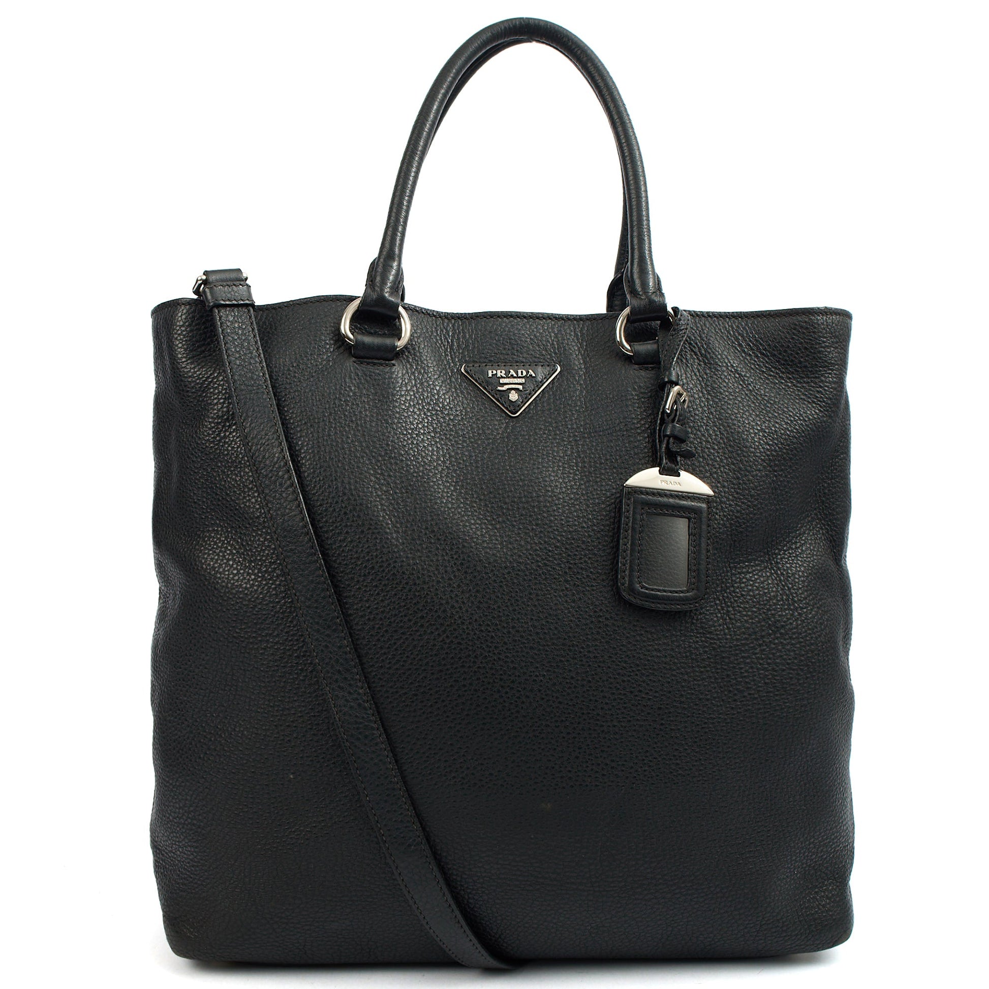 Prada Tote Tote in Black, Calfskin — Front View