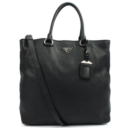 Prada Tote Tote in Black, Calfskin — Front View