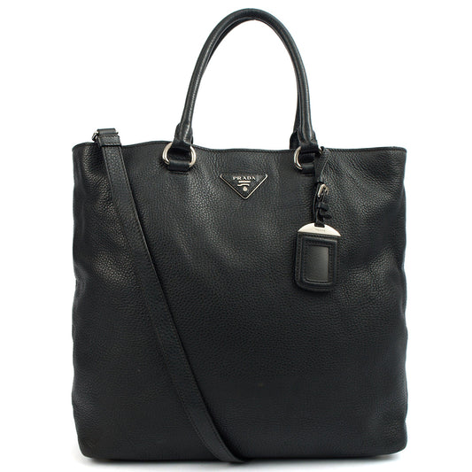 Prada Tote Tote in Black, Calfskin — Front View