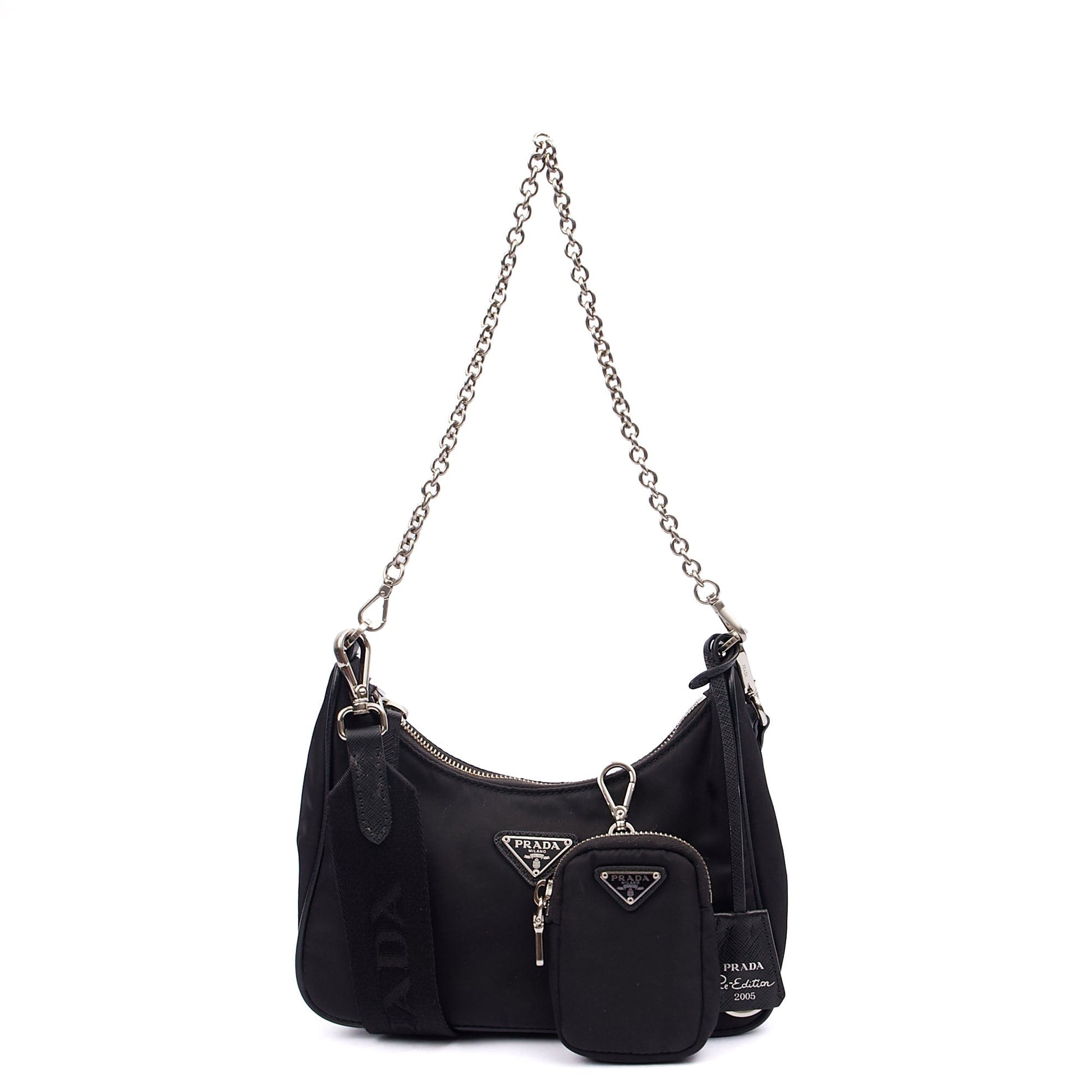 Prada Cross Body Re-Edition 2005 Re-Nylon Bag in Black, Nylon — Front View