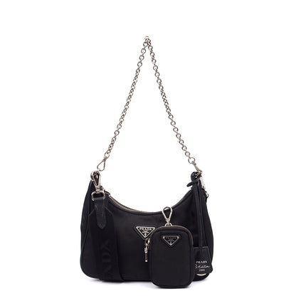 Prada Cross Body Re-Edition 2005 Re-Nylon Bag in Black, Nylon — Front View