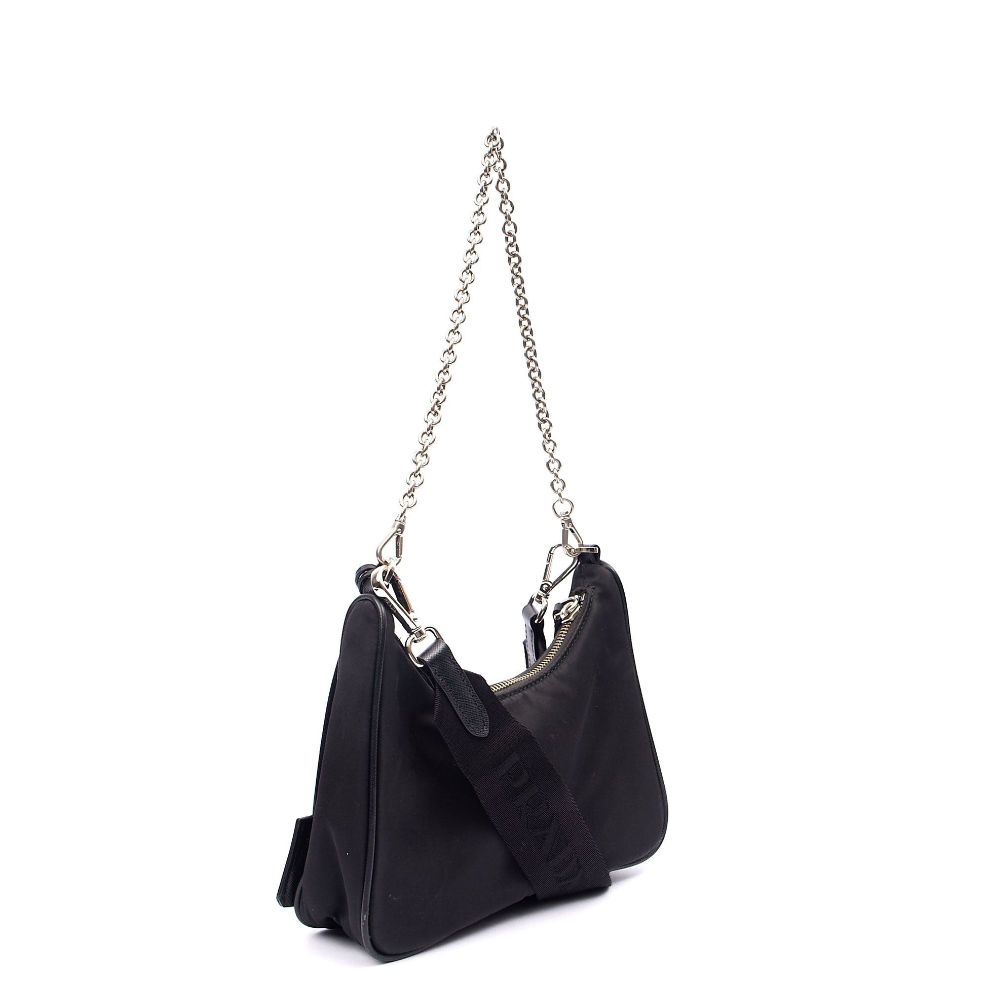 Prada Cross Body Re-Edition 2005 Re-Nylon Bag in Black, Nylon — Side View