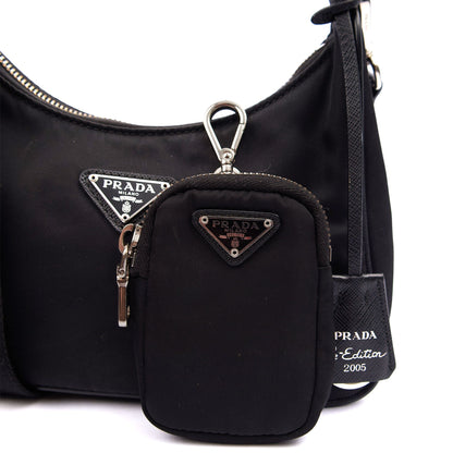 Prada Cross Body Re-Edition 2005 Re-Nylon Bag in Black, Nylon — Lifestyle View