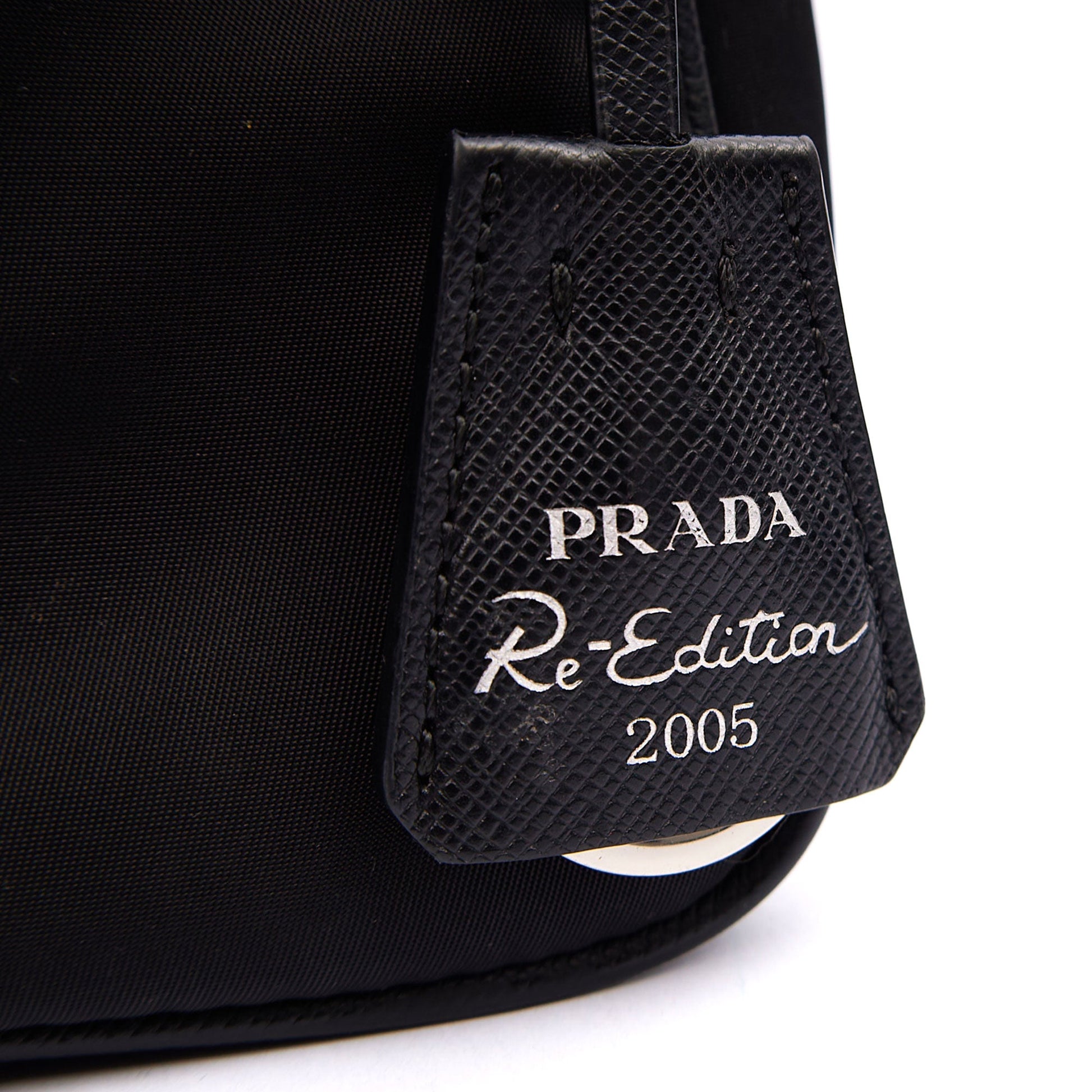 Prada Cross Body Re-Edition 2005 Re-Nylon Bag in Black, Nylon — Detail View