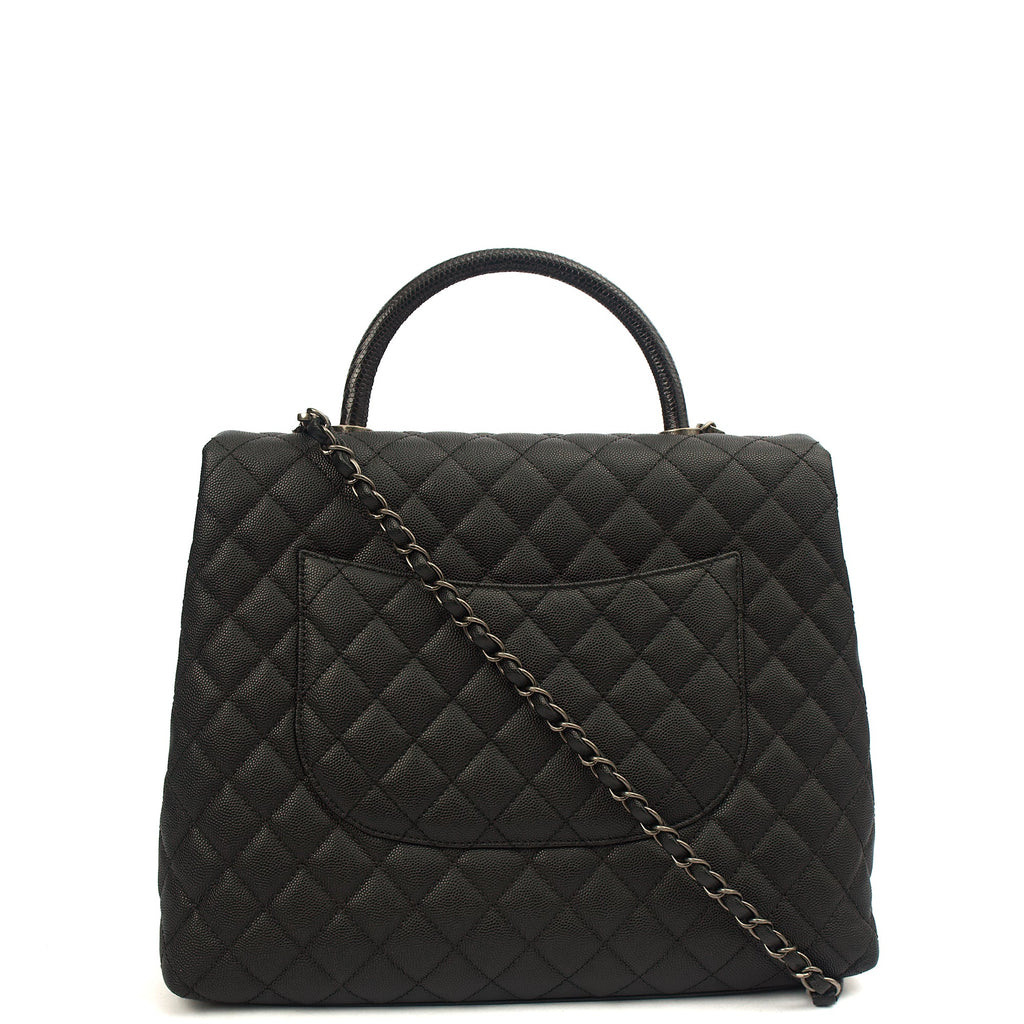 Chanel Tote Coco Top Handle in Black, Caviar Leather — Alternate View 23