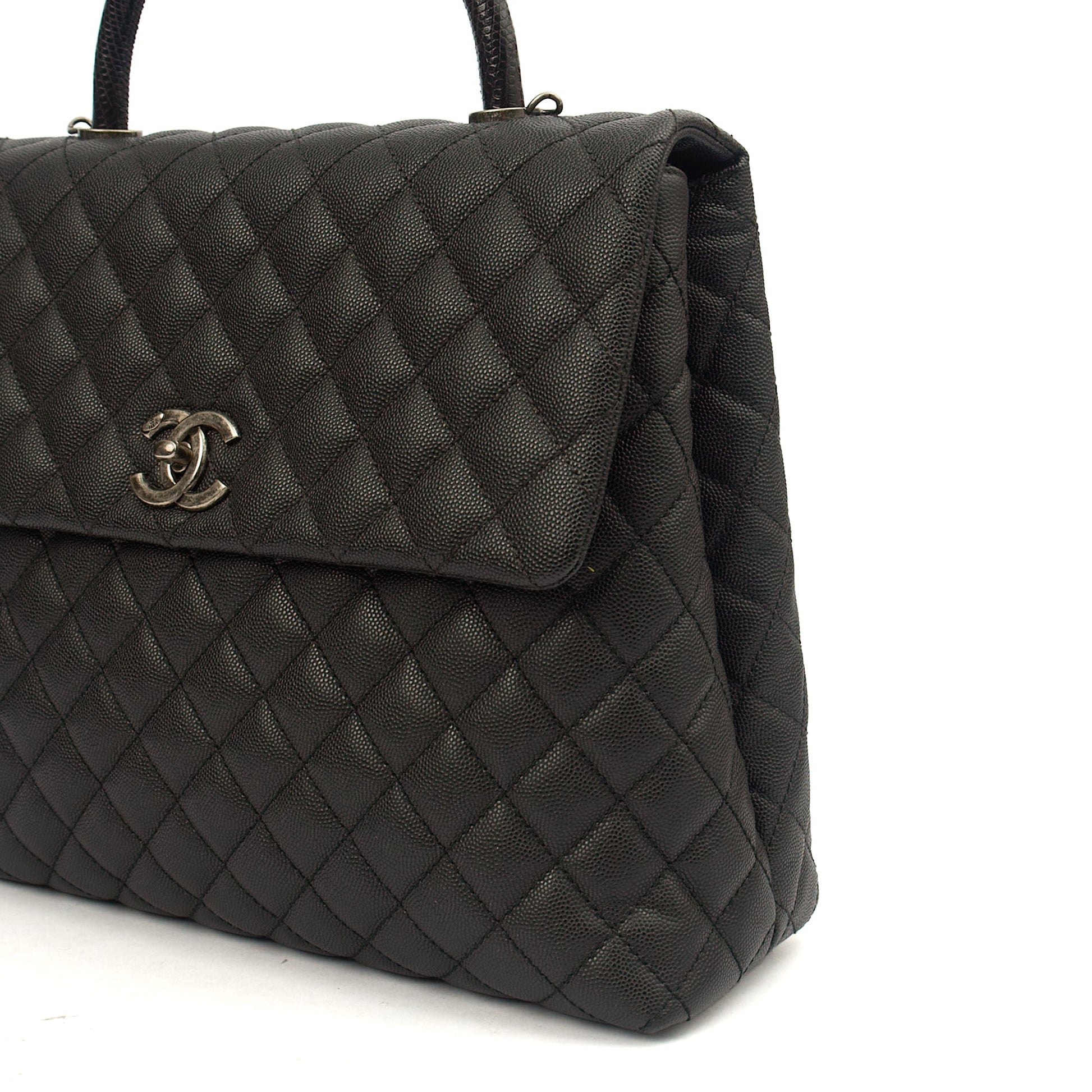 Chanel Tote Coco Top Handle in Black, Caviar Leather — Alternate View 7